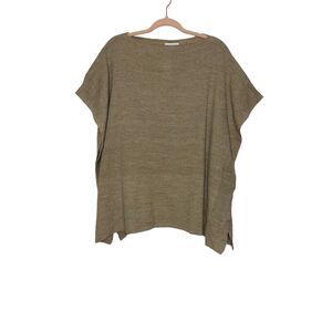 New York & Company Tan Knit Short Sleeve Relaxed Knit Top Size Small